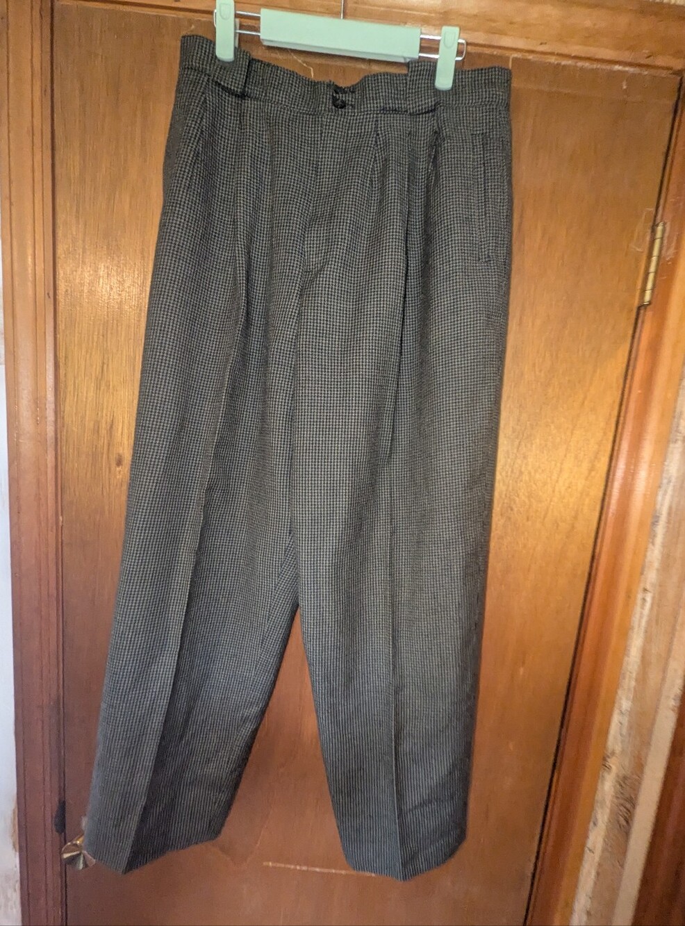 Vintage Herringbone Wool Trousers Size 14 Academia Vibes